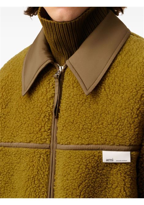 giacca veste zippe uomo verde licheno AMI PARIS | HJK856.PL0040374